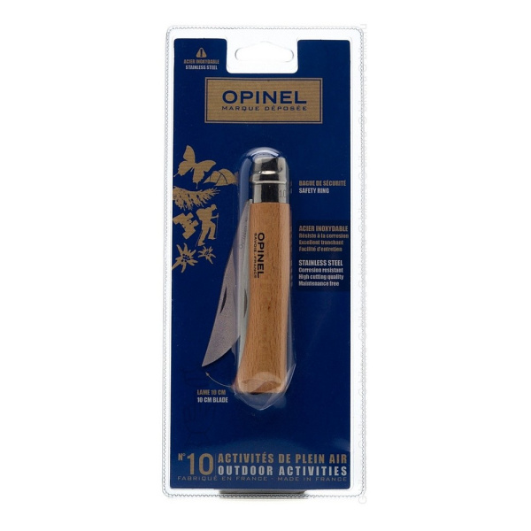Нож Opinel №10, нержавеющая сталь, рукоять из бука, блистер, 001255 001255 от прозводителя Opinel