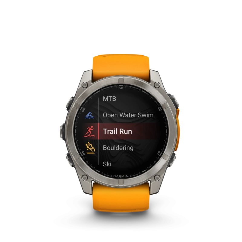 Garmin Fenix 8 - 51 мм AMOLED | SAPPHIRE | Titanium with Spark orange/graphite silicone band
