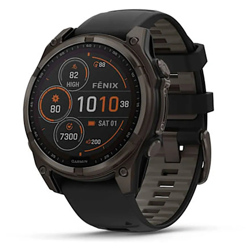 Garmin Fenix 8 - 47 мм SOLAR | SAPPHIRE | Carbon grey DLC titanium with Black/pebble grey silicone band