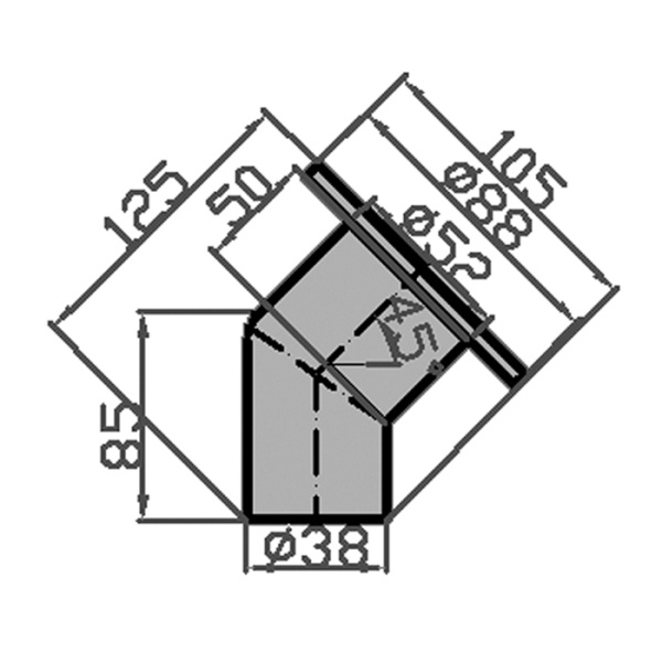 Горловина заливная угловая 38мм Diesel сталь 008958 от прозводителя Homer