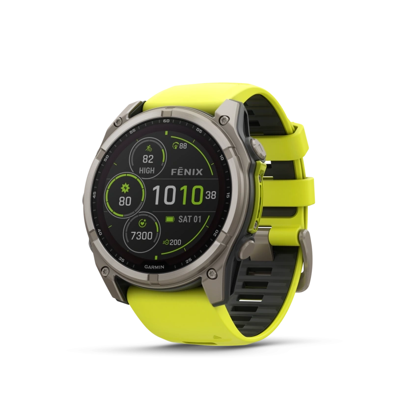 Garmin Fenix 8 - 51 мм SOLAR | SAPPHIRE | Titanium with Amp yellow/graphite silicone band